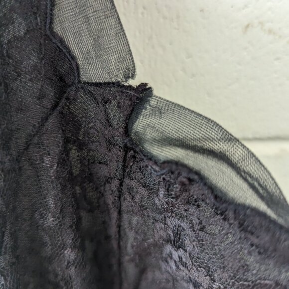 Movie Star Black Nylon Full Slip Dress  Womens With Lace Detail Vintage - Picture 7 of 11